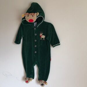 Baby Le Top Reindeer Hoodie Romper Footies